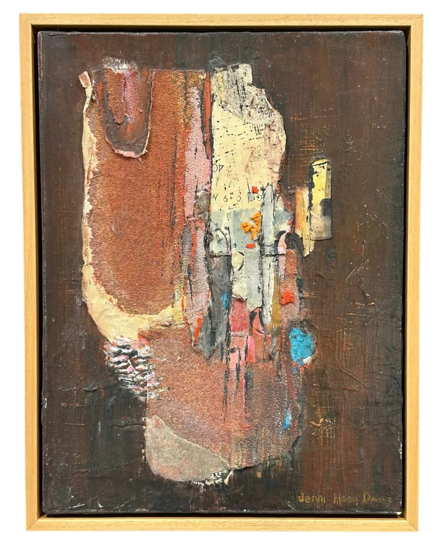 ABSTRACT MID CENTURY PAPER COLLAGE - PAINTING BY JENNI HOAG DAVIS (1916-1996)