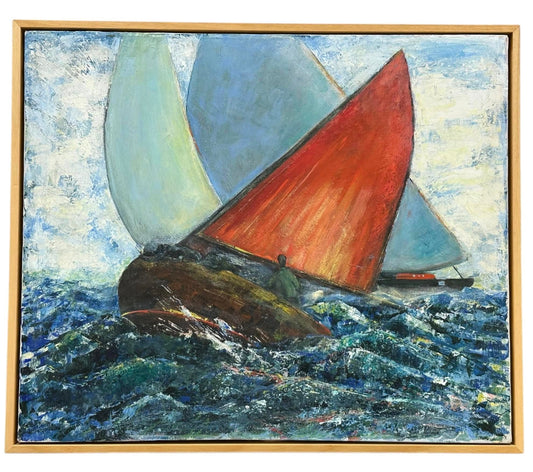 Vintage Voyage - SAILBOAT - 60'S - PAINTING BY JENNI HOAG DAVIS (1916-1996)