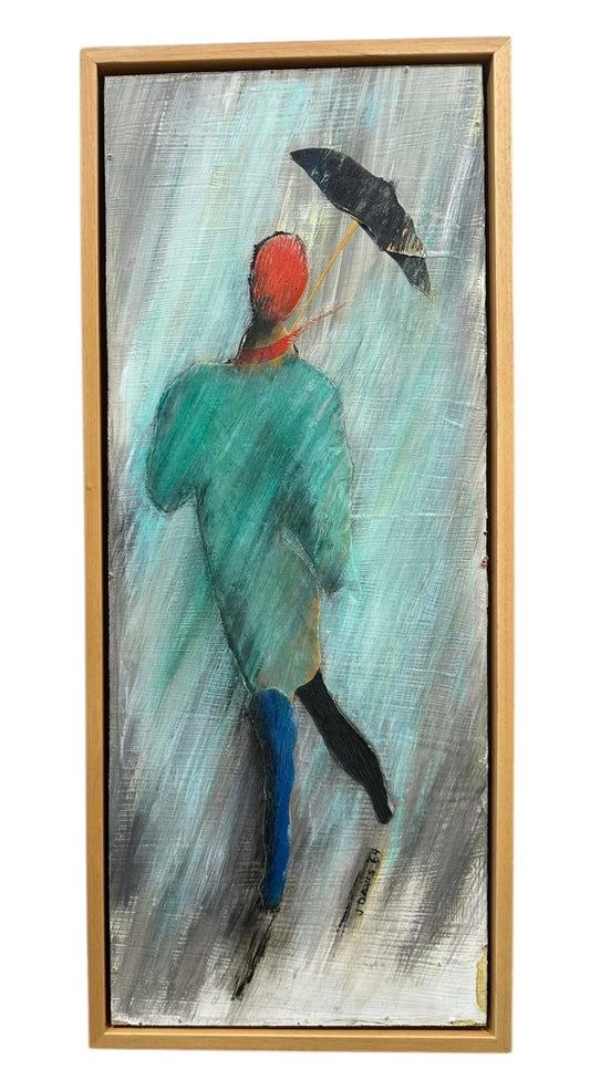 STROLLING THROUGH THE RAIN - PAINTING BY JENNI HOAG DAVIS (1916-1996)